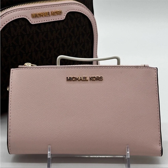 Michael Kors Medium Jaycee Zip Packet Backpack & Double Zip Wallet Wristlet - Picture 6 of 15